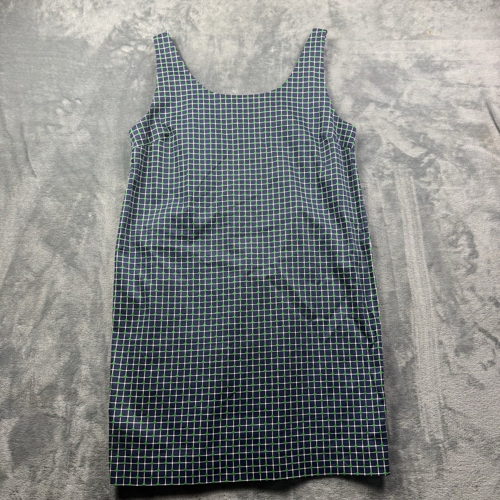 Joe Fresh Women's L Blue Dotted Sleeveless Grid Polka Dot Shift Dress